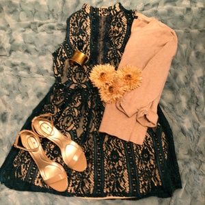 Rue 21 Green Tan Lace Dress